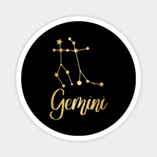 Gemini Zodiac Constellation in Gold - Black Magnet